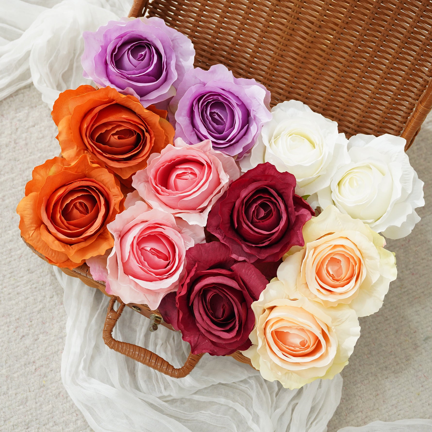 花＊花 A8414 100pcs/lot Colorful Rose Flower Head Material Wedding Home