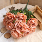 Rust peach fake rose home decor bouquet