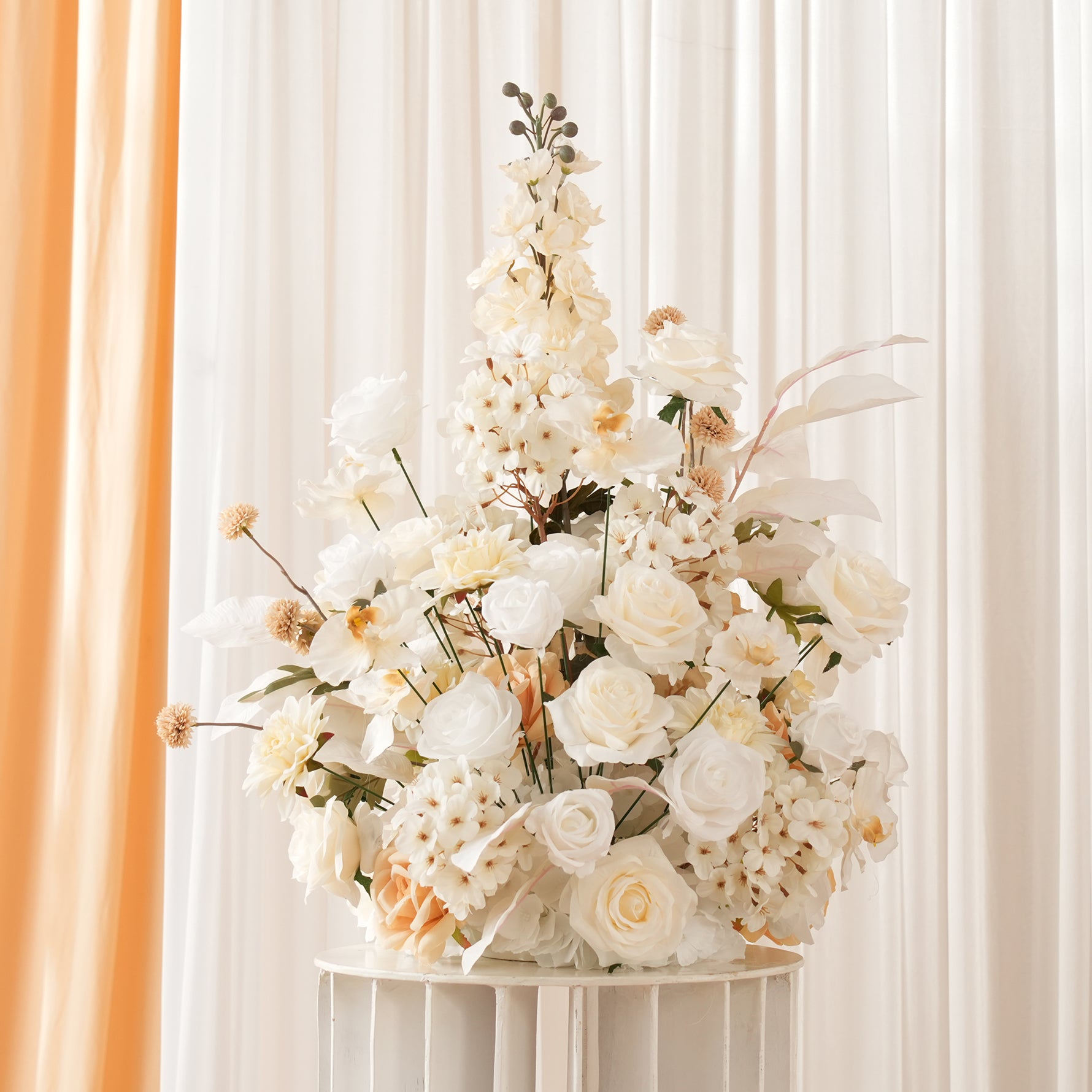 romantic ivory floral centerpiece with roses