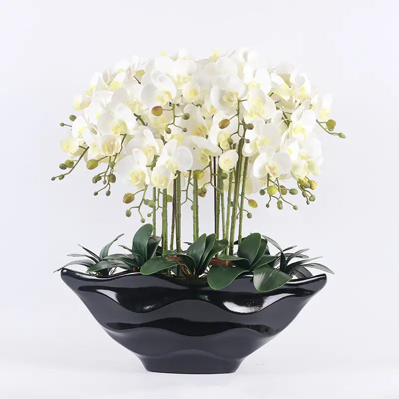 Luxury faux orchid floral centerpiece for interior decor