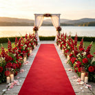 Red Artificial Flower Arrangement for Outdoor Wedding Ceremony