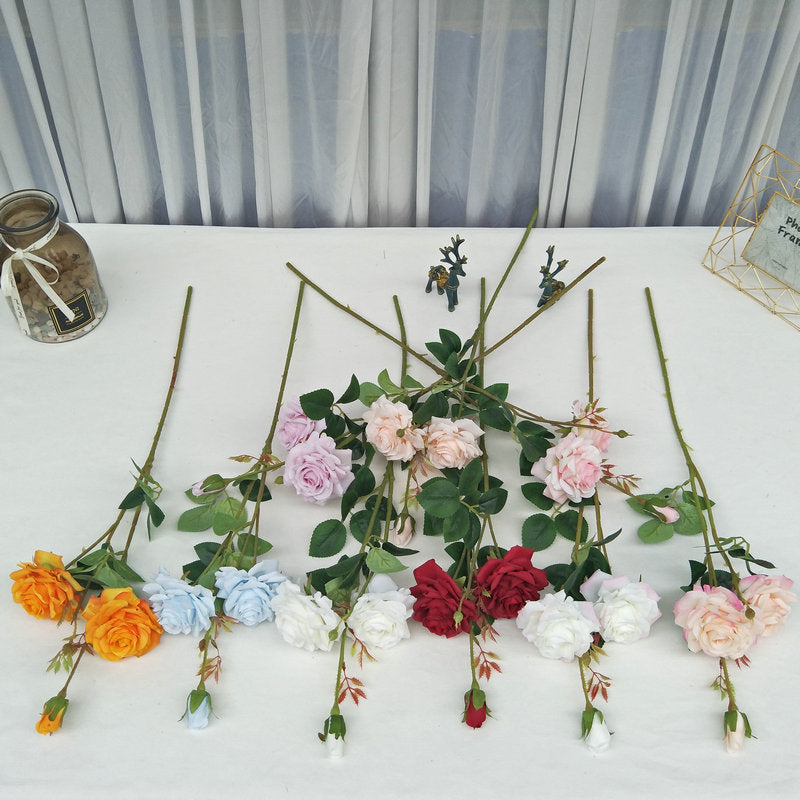 Bright orange faux rose long stems