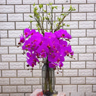 Elegant artificial orchid table centerpiece with green plants