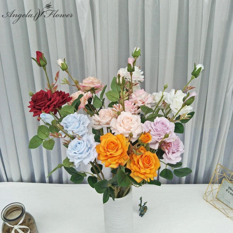 Multi-head faux rose long stems
