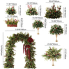 Indoor elegant christmas tabletop decor with pine and red berry floral centerpiece