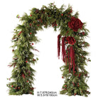 Artificial cedar sprigs, eucalyptus and red berry swags for welcome board decoration