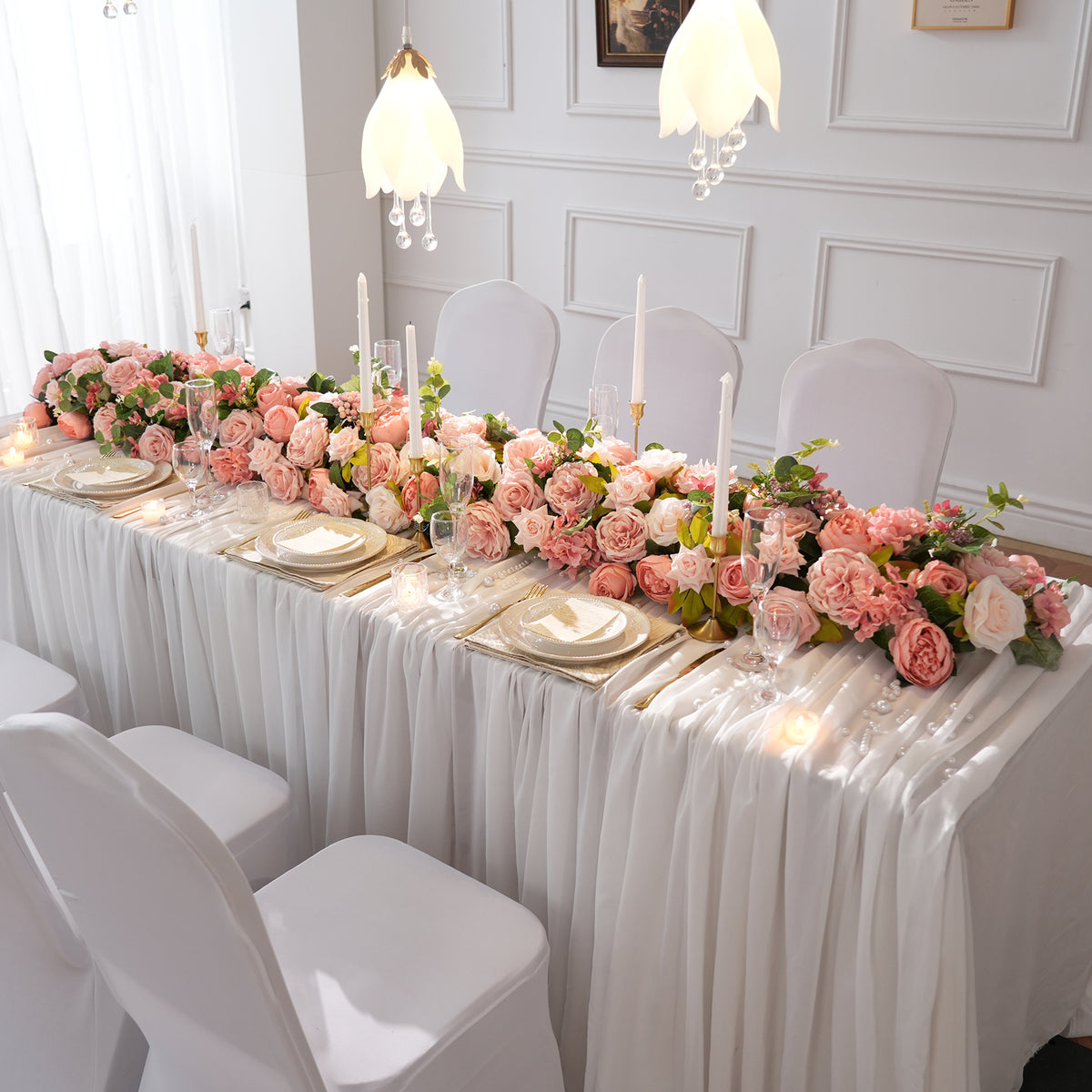 rustic garden wedding blush pink tabletop flower arrangement