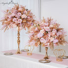 Blush pink and gold artificial flower wedding table centerpiece