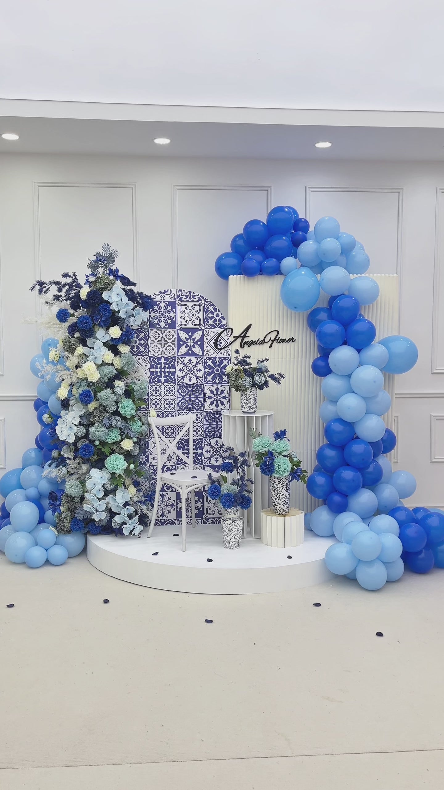 hydrangeaオーダーページ A8846 Blue Hydrangea Orchid Floral Arrangement Flower Row