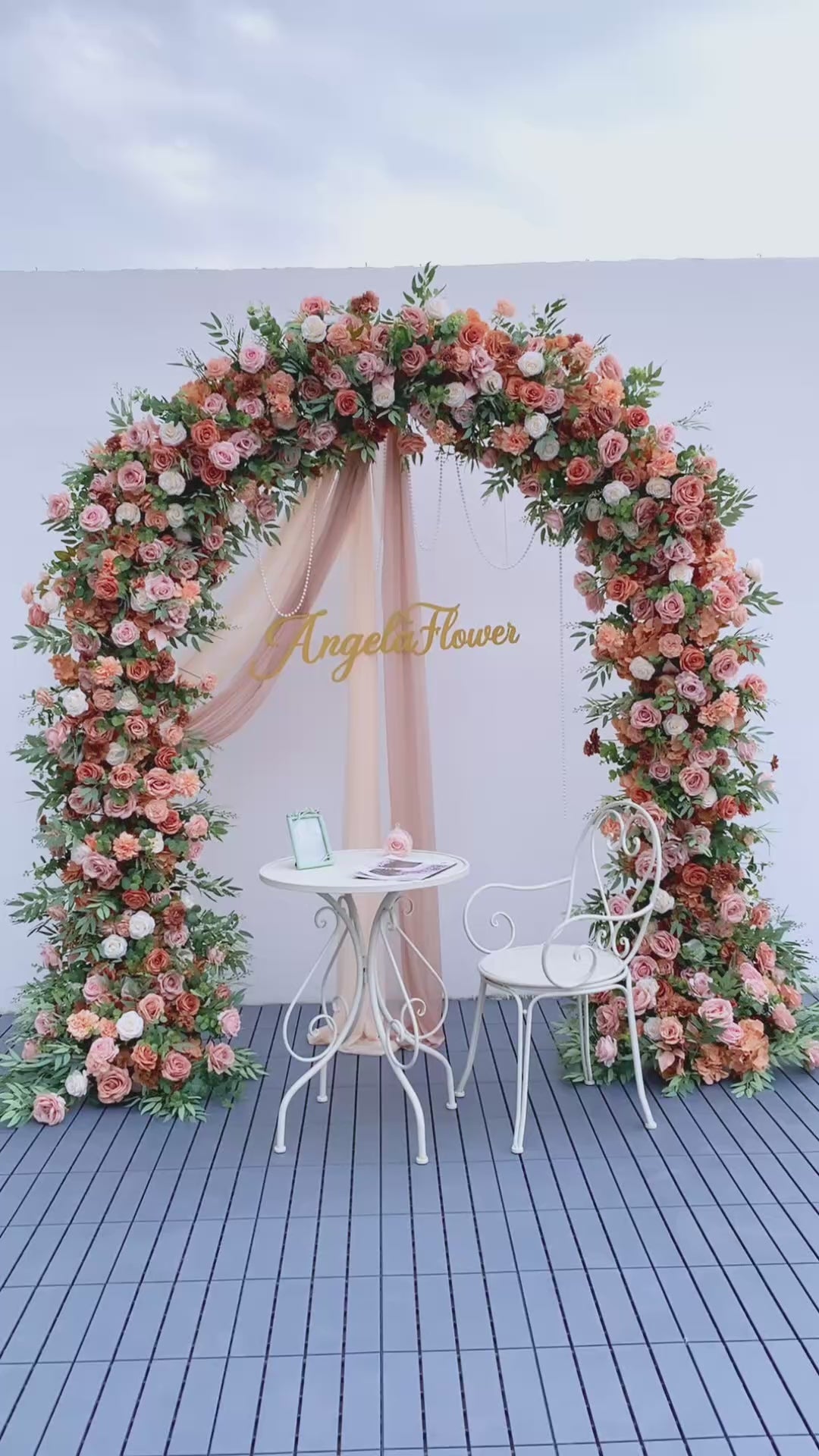 A8787 Coffee Rose Flower Row Decor Wedding Arch Frame – Angela Flower