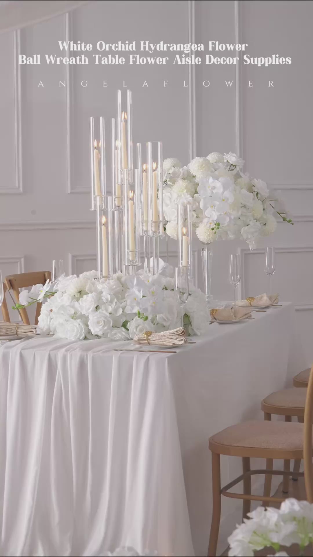 Home White Rose Orchid Flower Row Wedding Centerpiece Ceremony Aisle Decor
