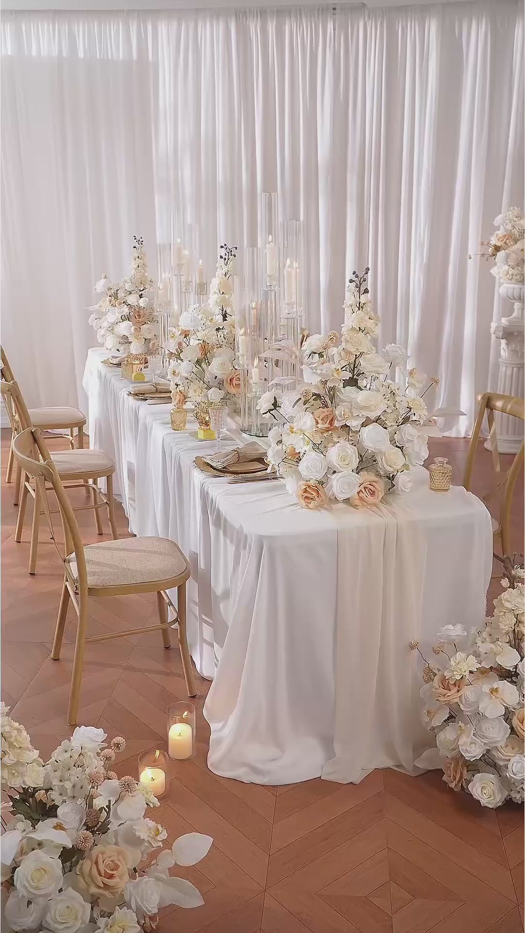 artificial white rose orchid floral arrangement