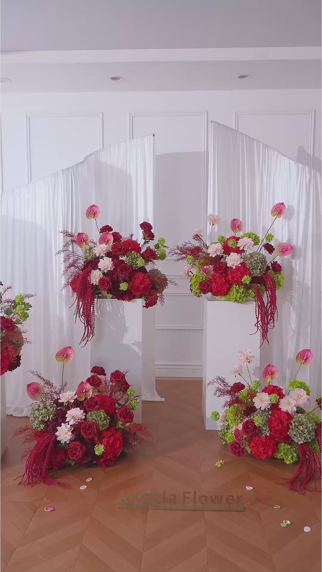 エンジェル　花台 Burgundy Hydrangea Vine Table Centerpieces Wedding Aisle Flower