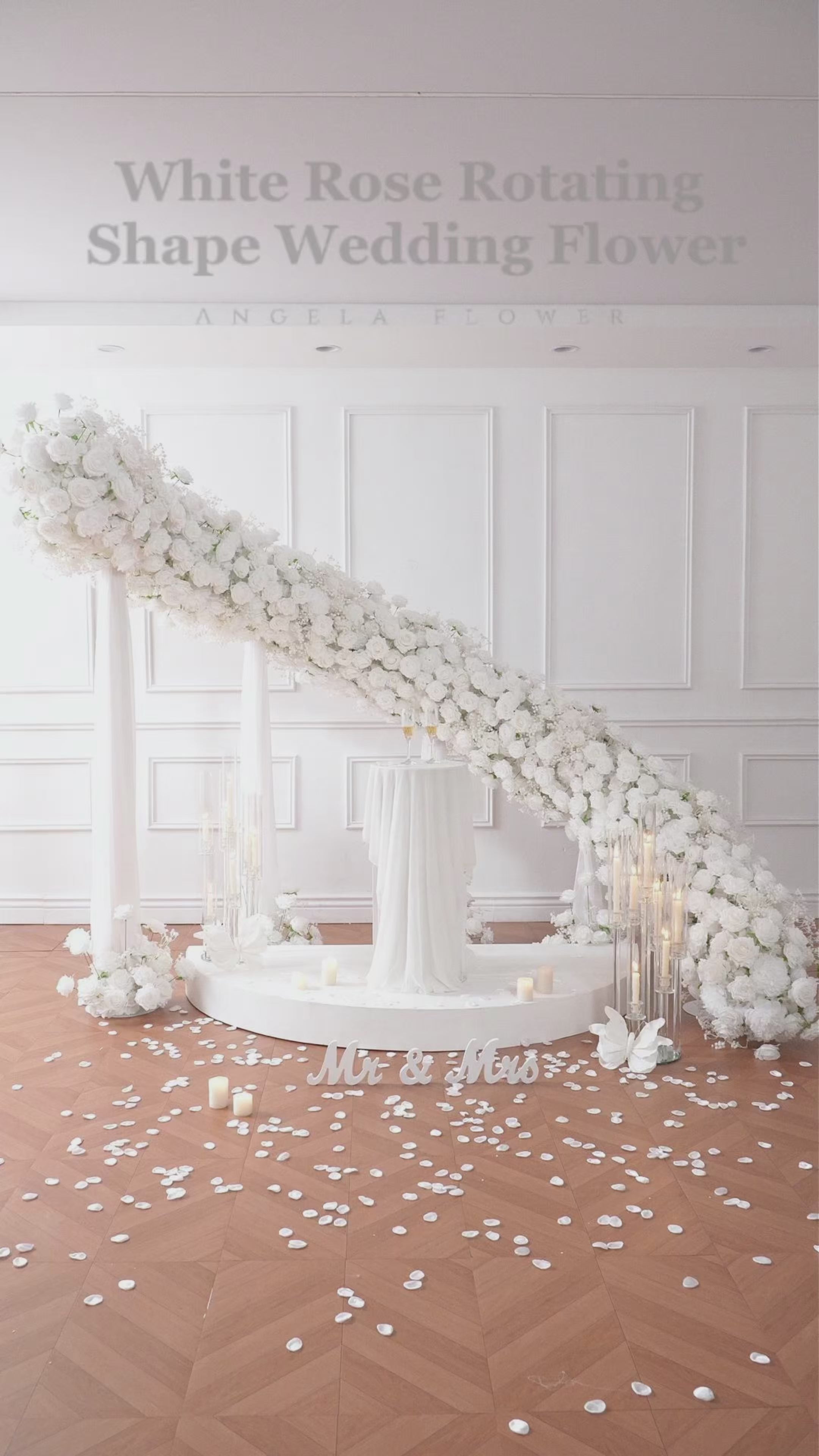 A9159 Metal S-Shaped Rotating Stand White Wedding Backdrop Flower