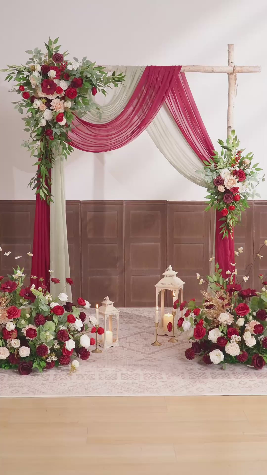 Artificial White Red Greenery Floor Flower Wedding Aisle