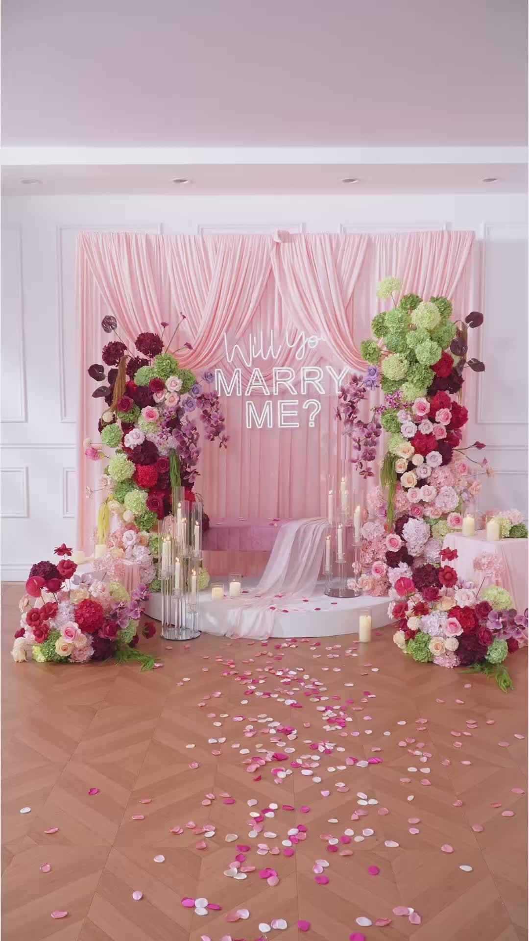 エンジェル　花台 A9174 Colorful Hydrangea Palm Flower Arrangement KT Board Wedding