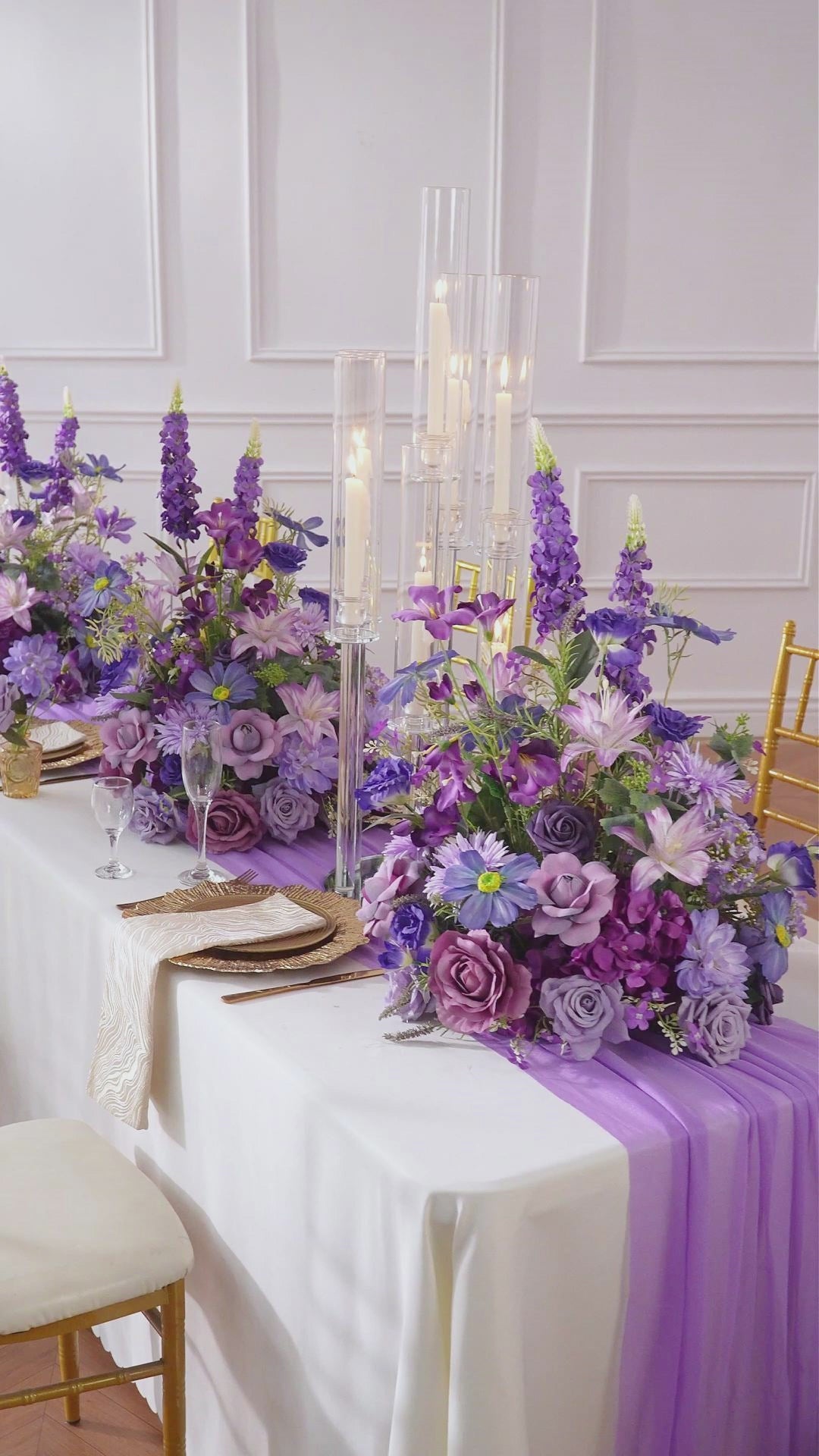 Lavender violet silk flower table bouquet for wedding dining decoration