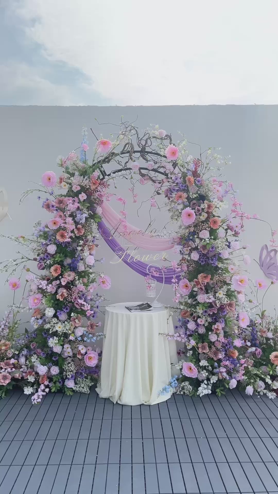 A8830 Colorful Floral Greenery Vine Floor Flower Row Wedding