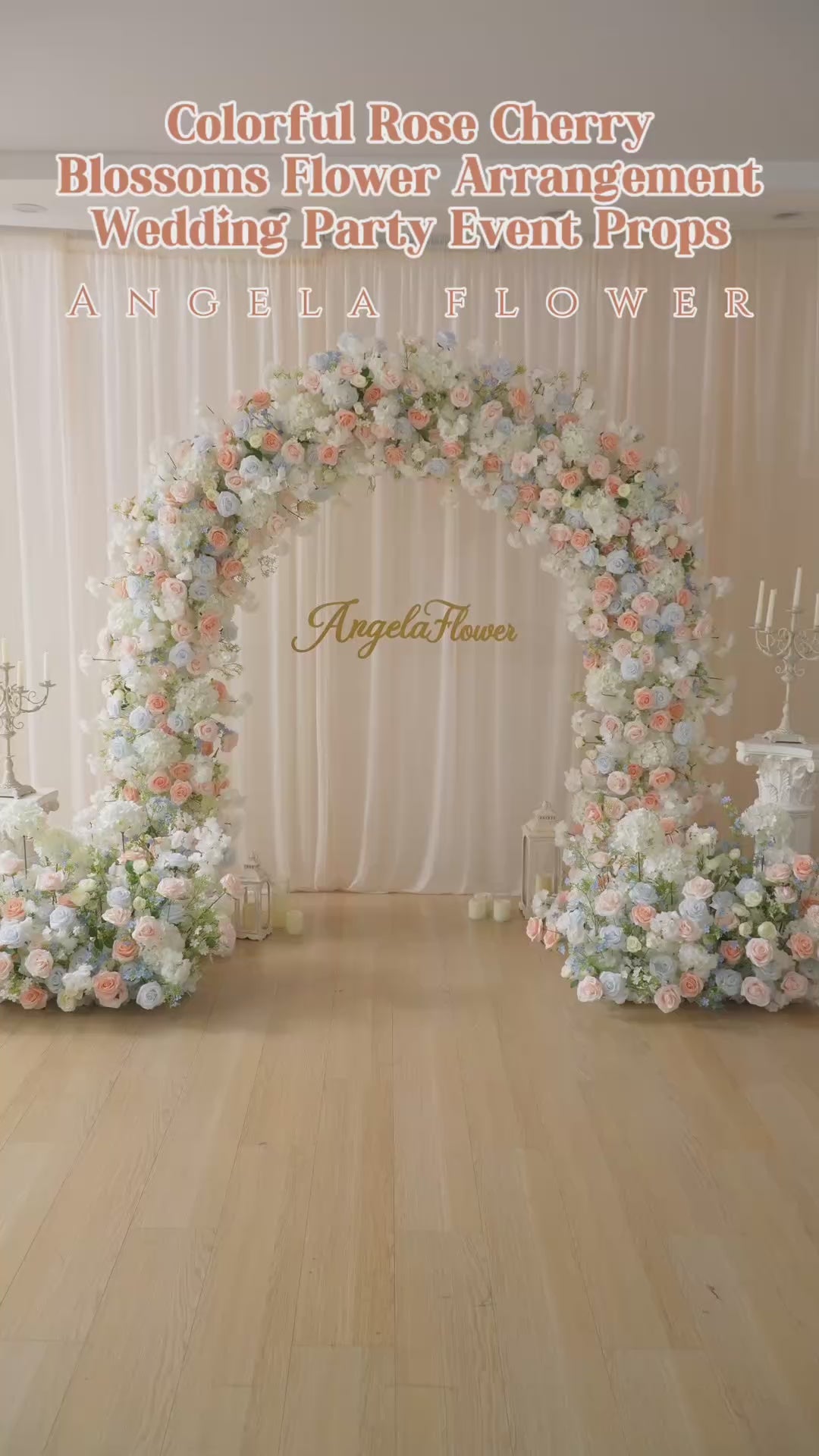 cherryオーダーページ A9052 Blue Pink Cherry Bloosom Rose Wedding Arch Decor Floral