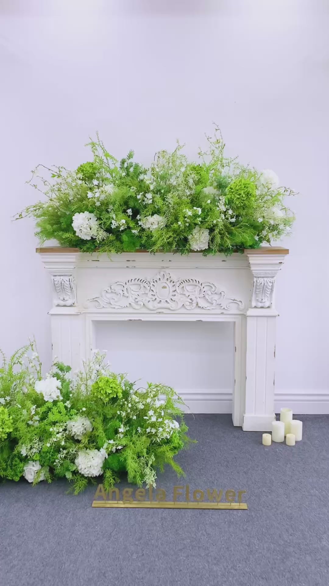 Angela Flower Champagne White Series With Greenery Floral