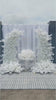 cream drape white faux flower proposal backdrop