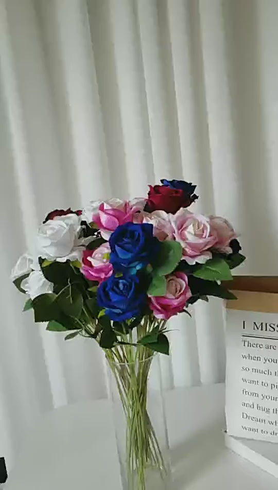 1. Red faux long stem rose for wedding decor
