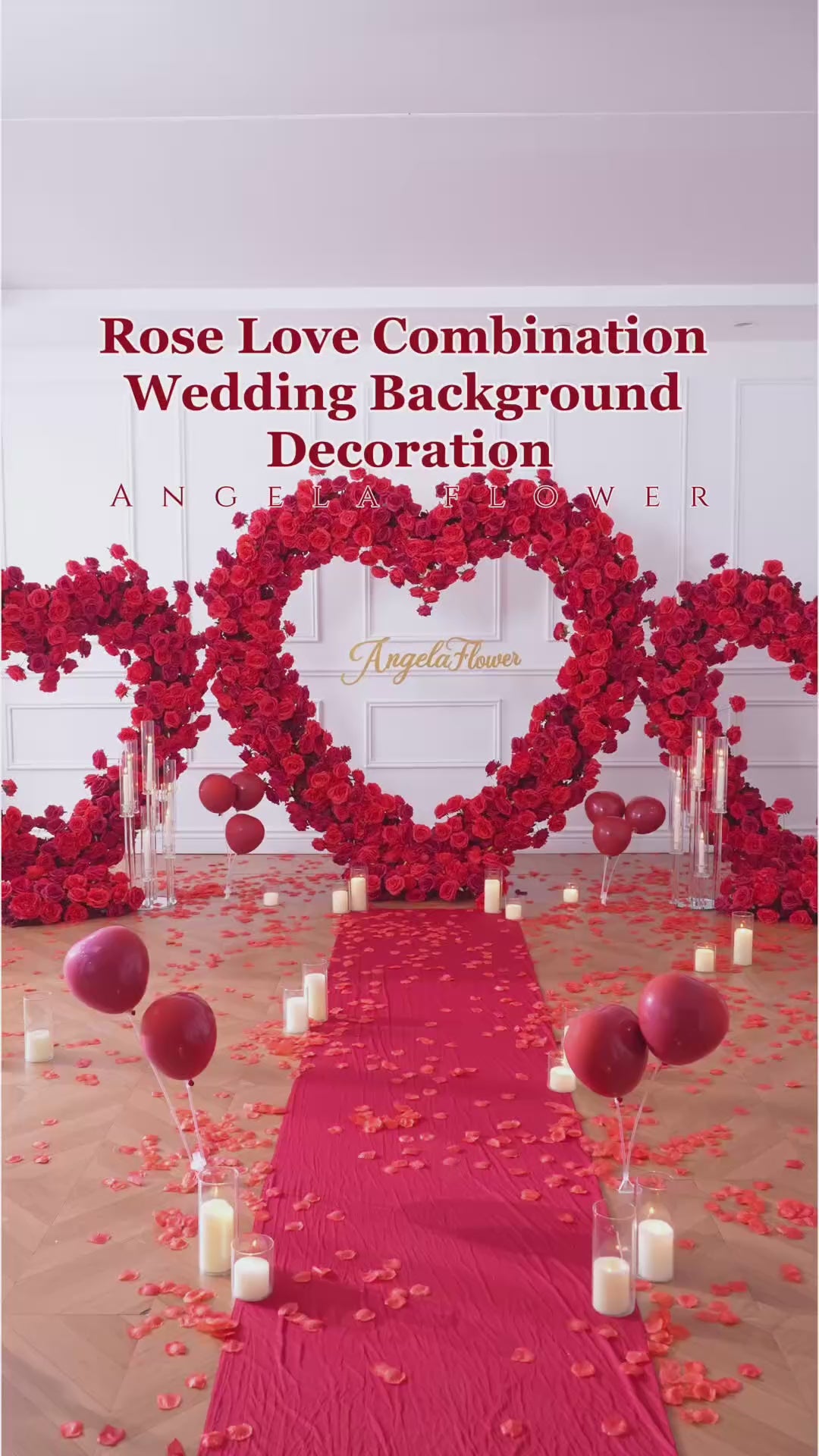 Deep Red Rose Heart-Shaped Arch Flower Arrangement Cloth Base