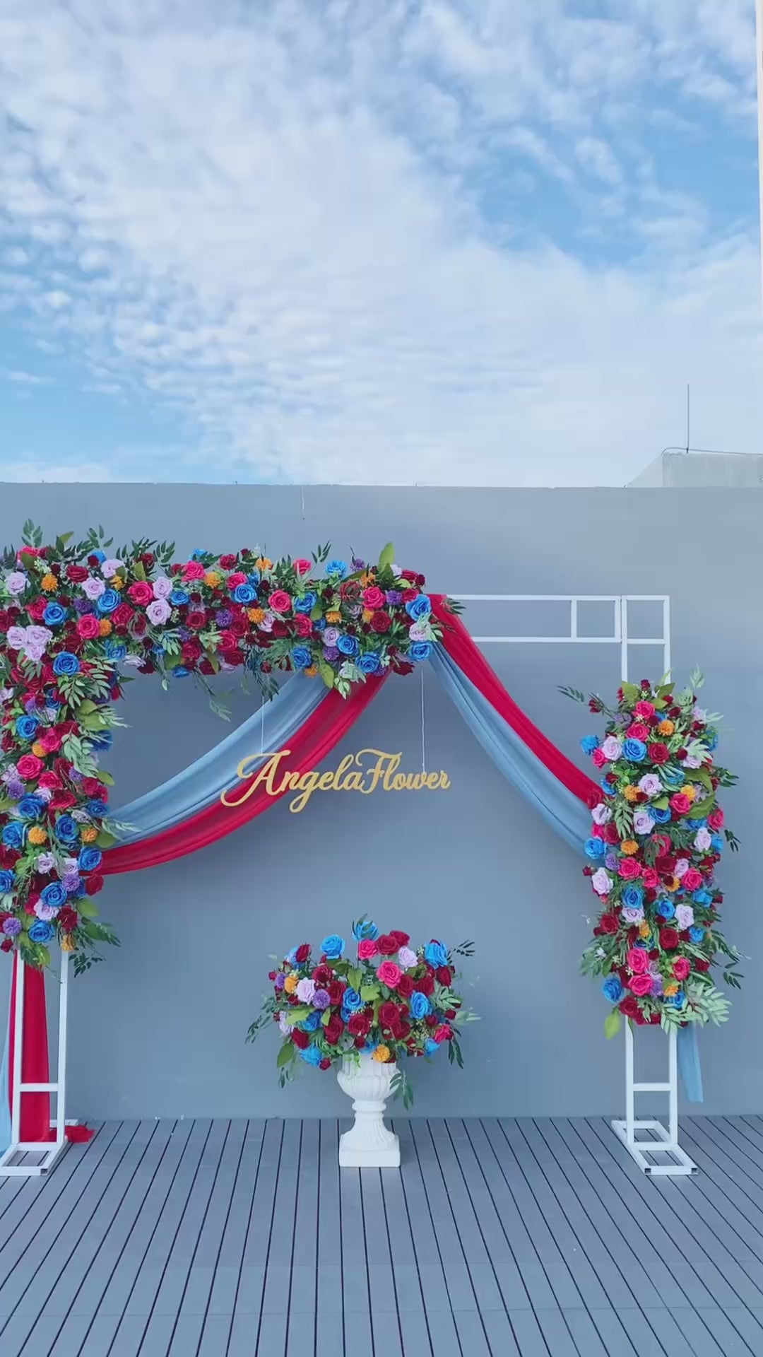 A8795 Colorful Flower Greenery Wedding Frame Decor Backdrop Arrangemen Angela Flower