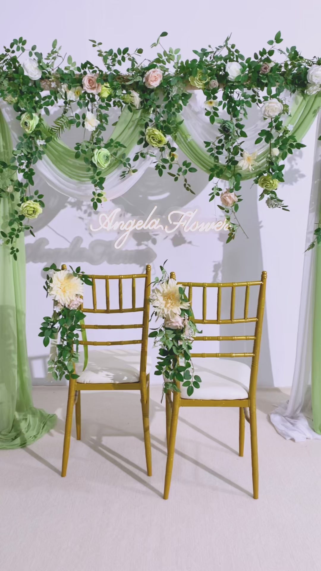 A863911 Champagne White Series With Greenery Chair Flower Wedding