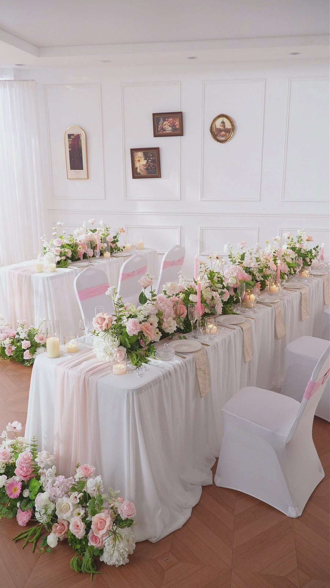 faux hydrangea rose flower row for garden wedding decor