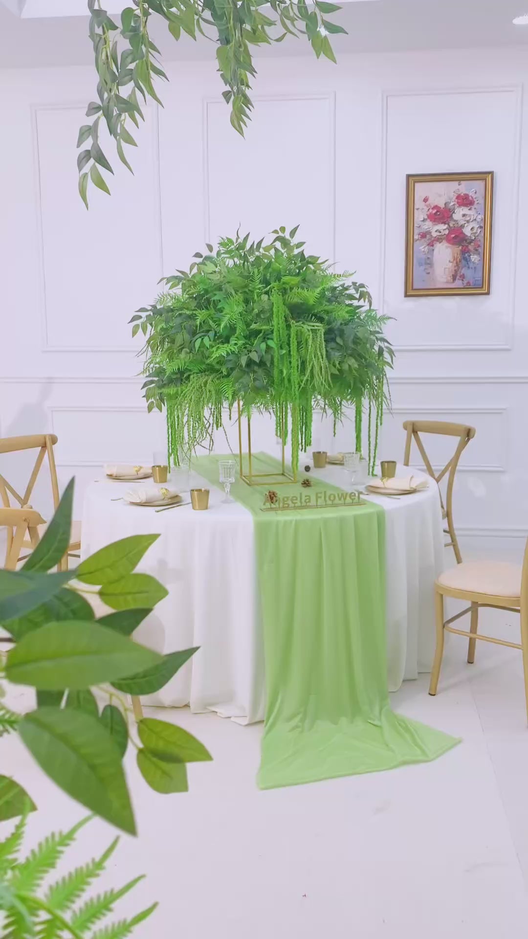 A8868 Mori Greenery Rattan Flower Ball Wedding Table Centerpieces