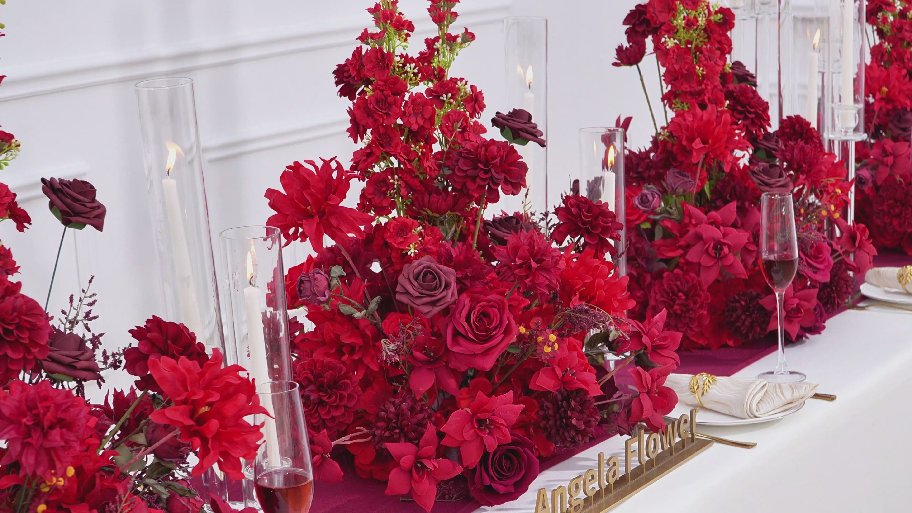 A8966 Burgundy Red Table Centerpieces Aisle Flower Wedding Banquet