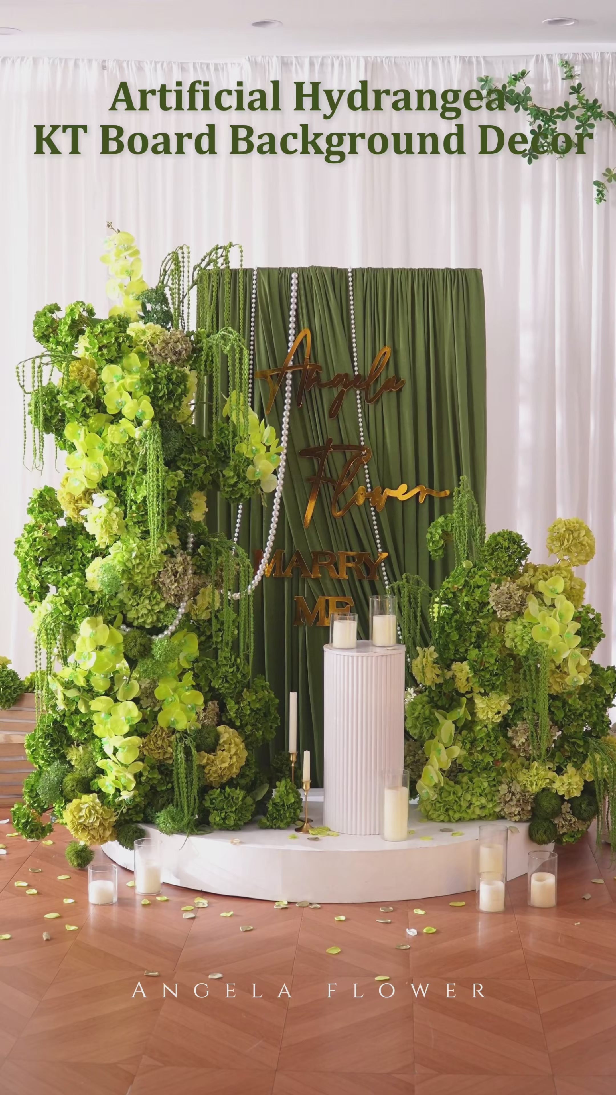 A9098 Green Vine Hydrangea Flower Arrangement KT Board Wedding