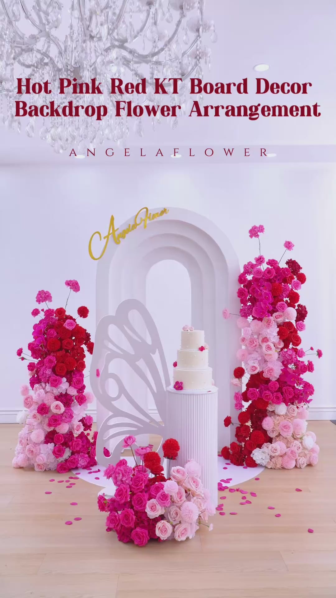 Home A8946 Hot Pink Rose Floral Arrangement KT Board Background Decor ...