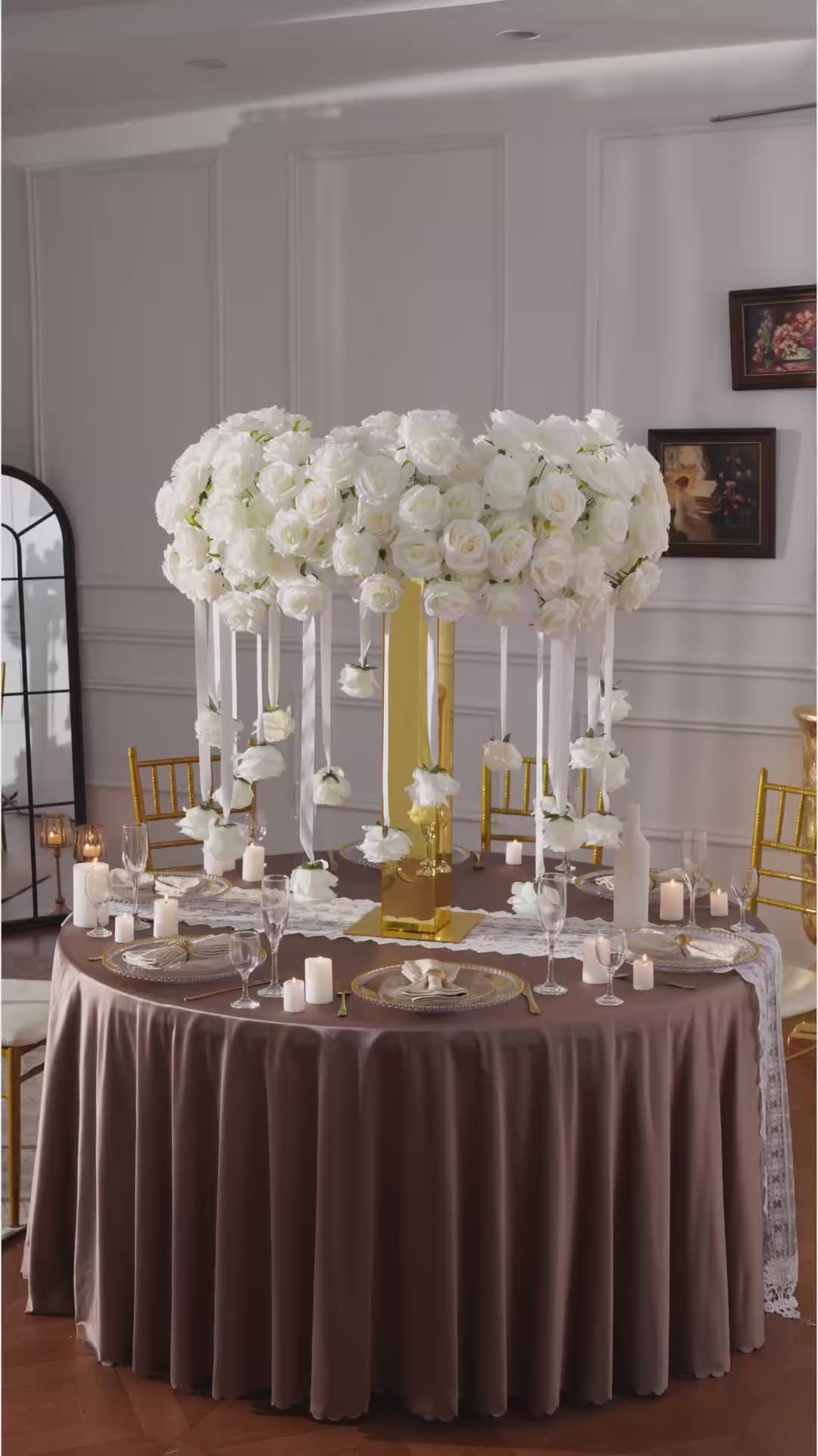 Sophisticated White Rose Centerpiece for Event Decoration