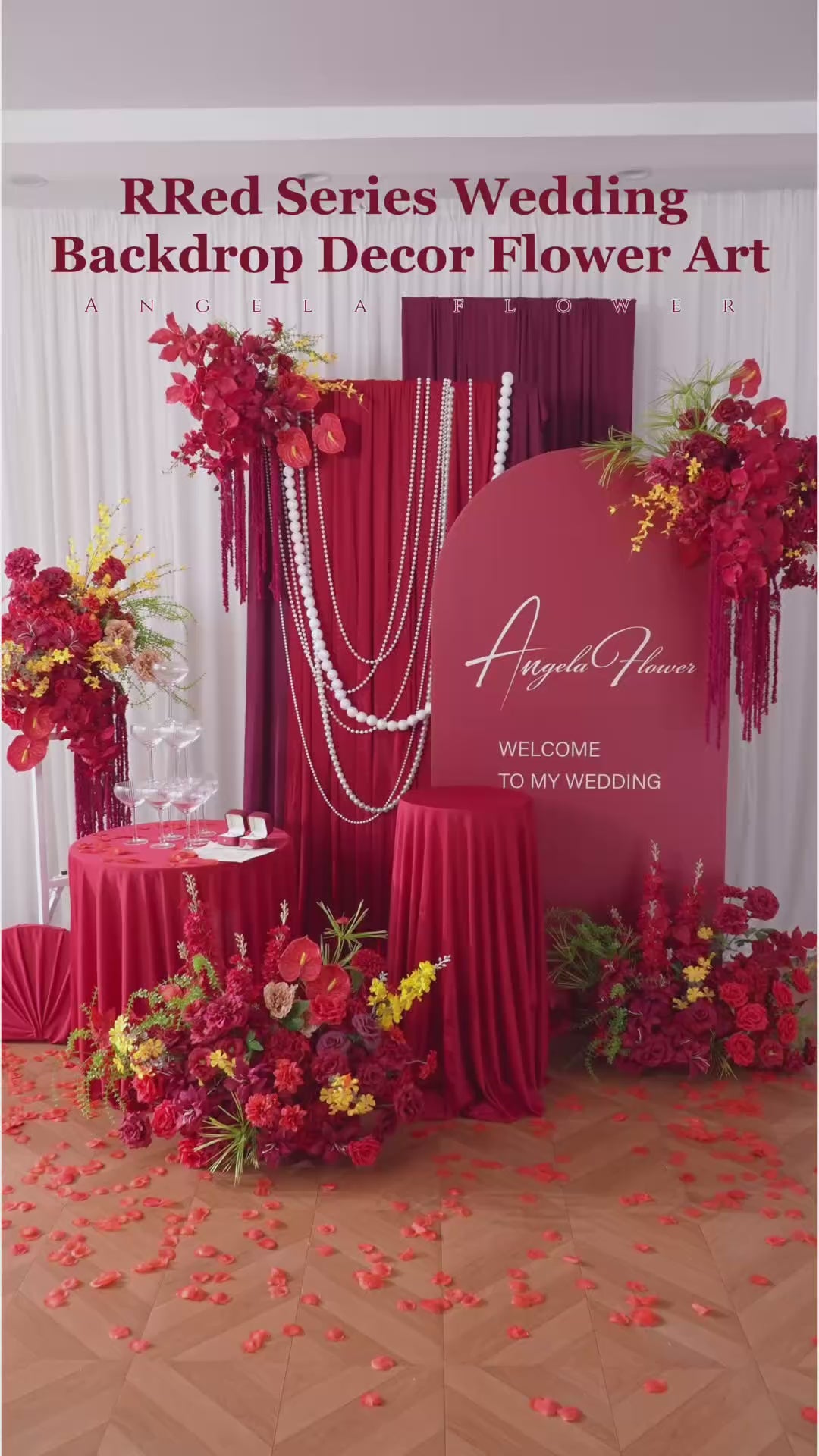 A9124 Burgundy Orchid Palm Hanging Vine Flower Arrangement Aisle
