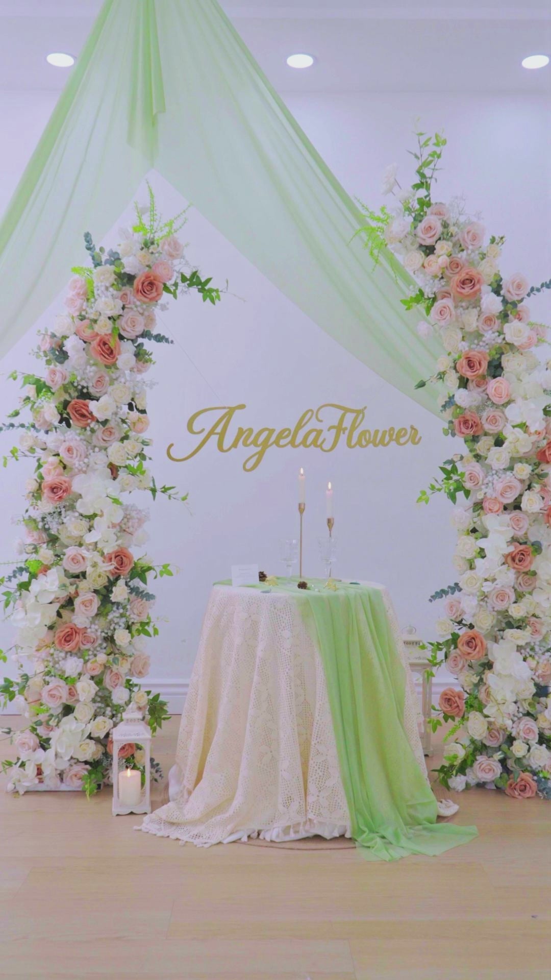 Horn Arch White 5D Floral Arrangement Wedding Decor A7044 A8055