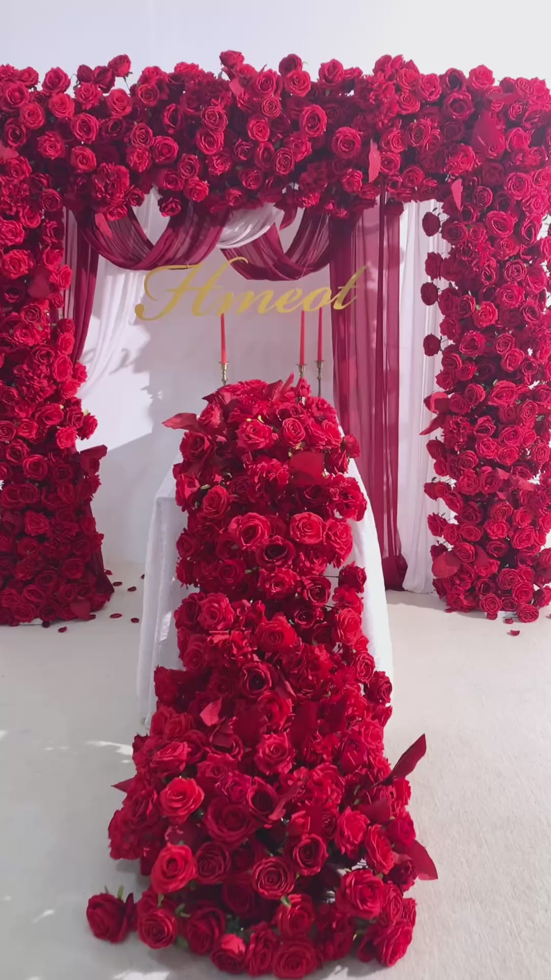 Red rose wedding room decoration with flowers sales