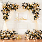 Black gold champagne artificial flower arch for wedding backdrop