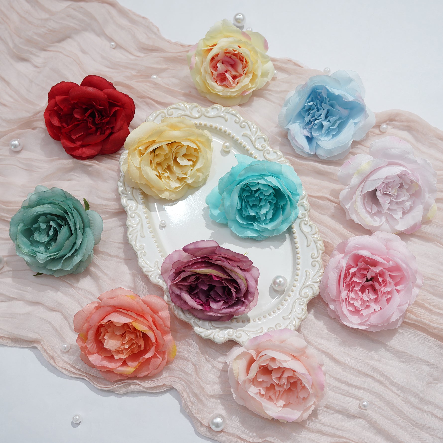 Bulk silk rose heads craft supply