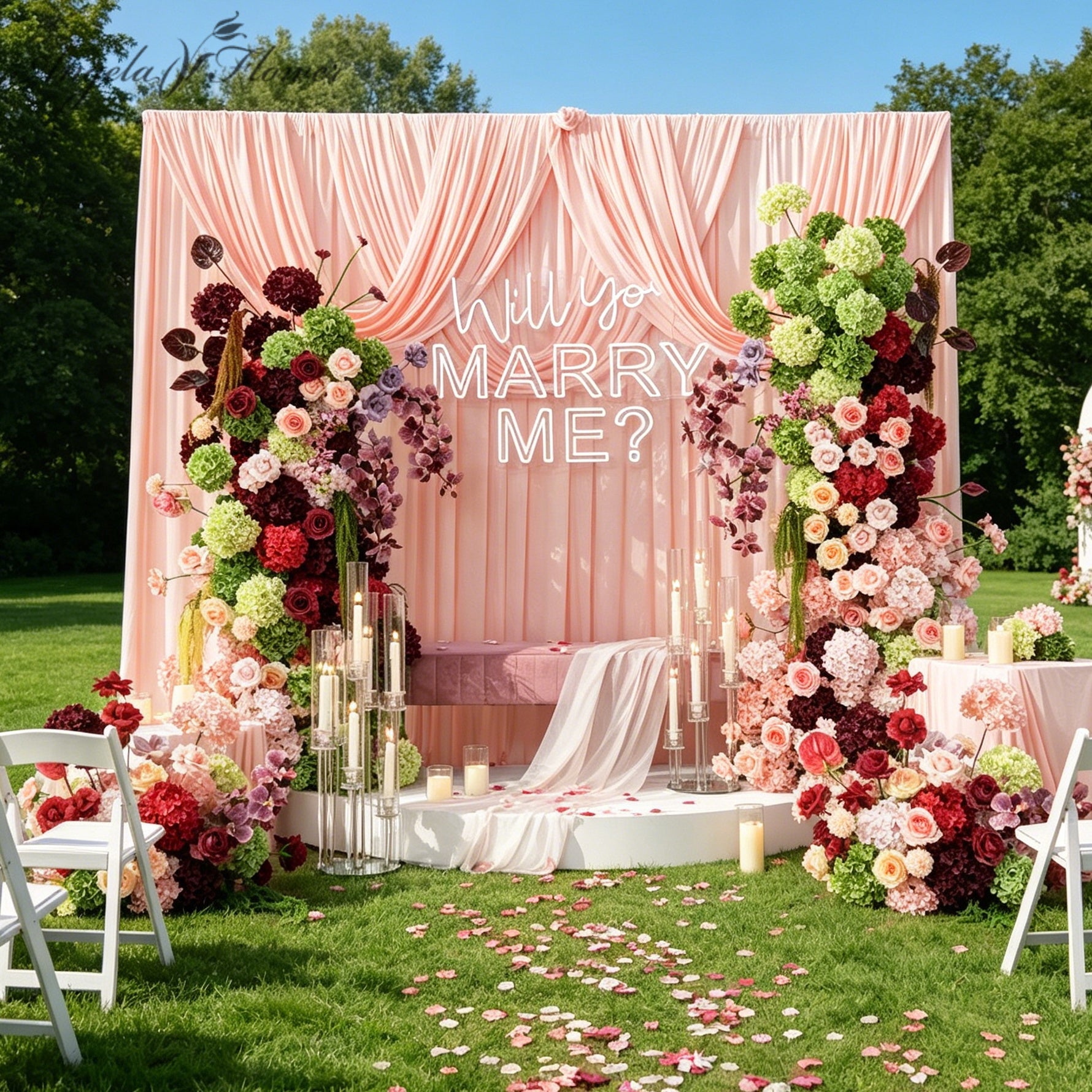 エンジェル　花台 A9174 Colorful Hydrangea Palm Flower Arrangement KT Board Wedding