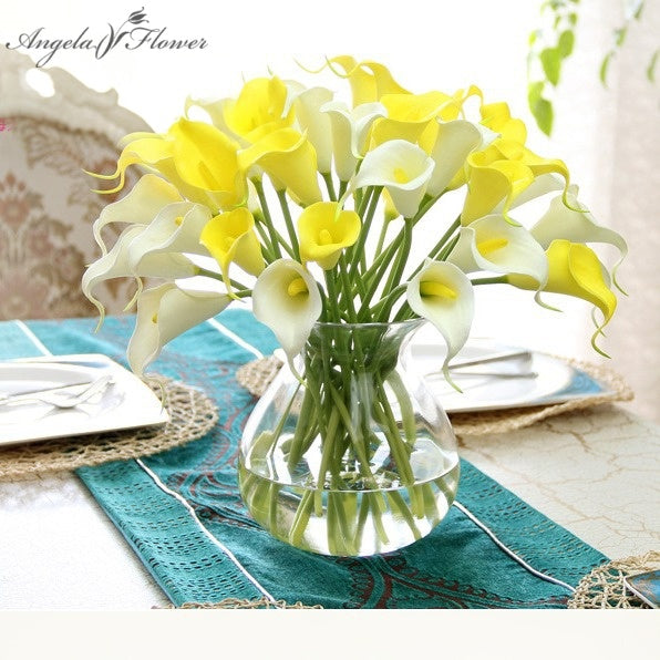 Gold PU Calla Lily Artificial Wedding Flower