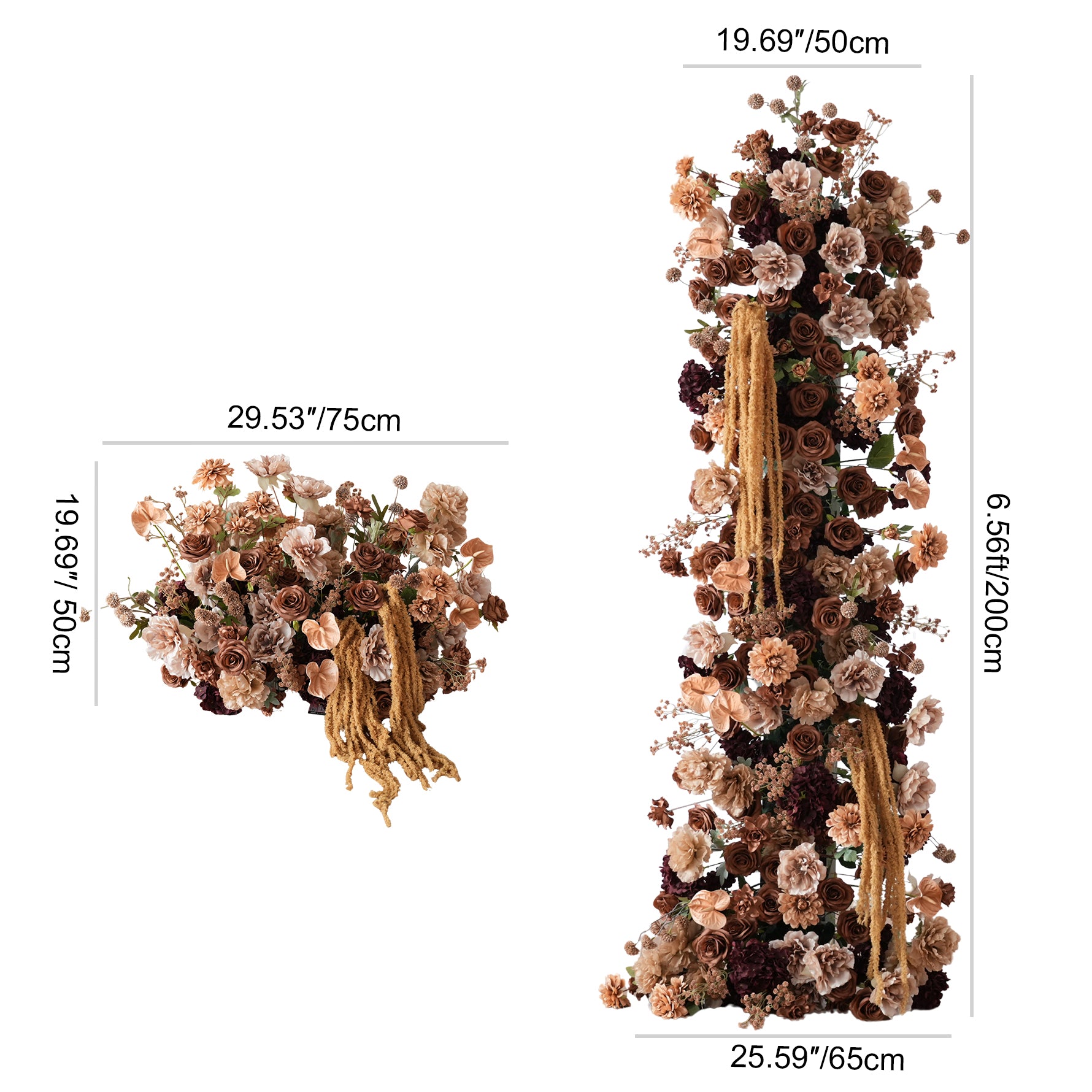 Coffee Peony Palm Flower Arrangement KT Board Outdoor Wedding