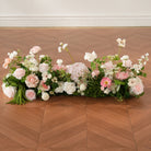 faux long flower arrangement for wedding head table decor