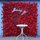 Rich burgundy artificial rose panel for bridal shower and engagement party backdrop