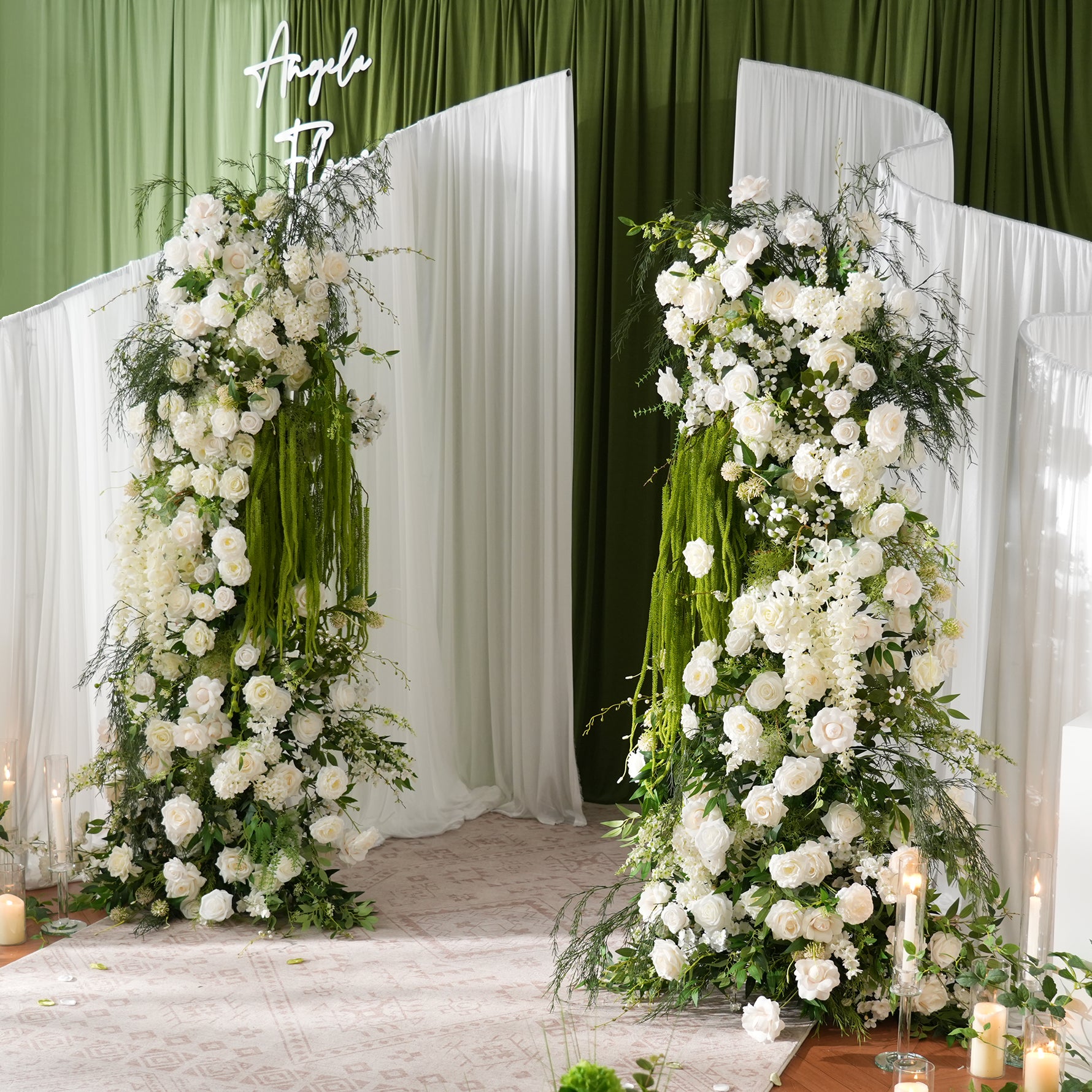 faux-white-rose-arch-floral-set