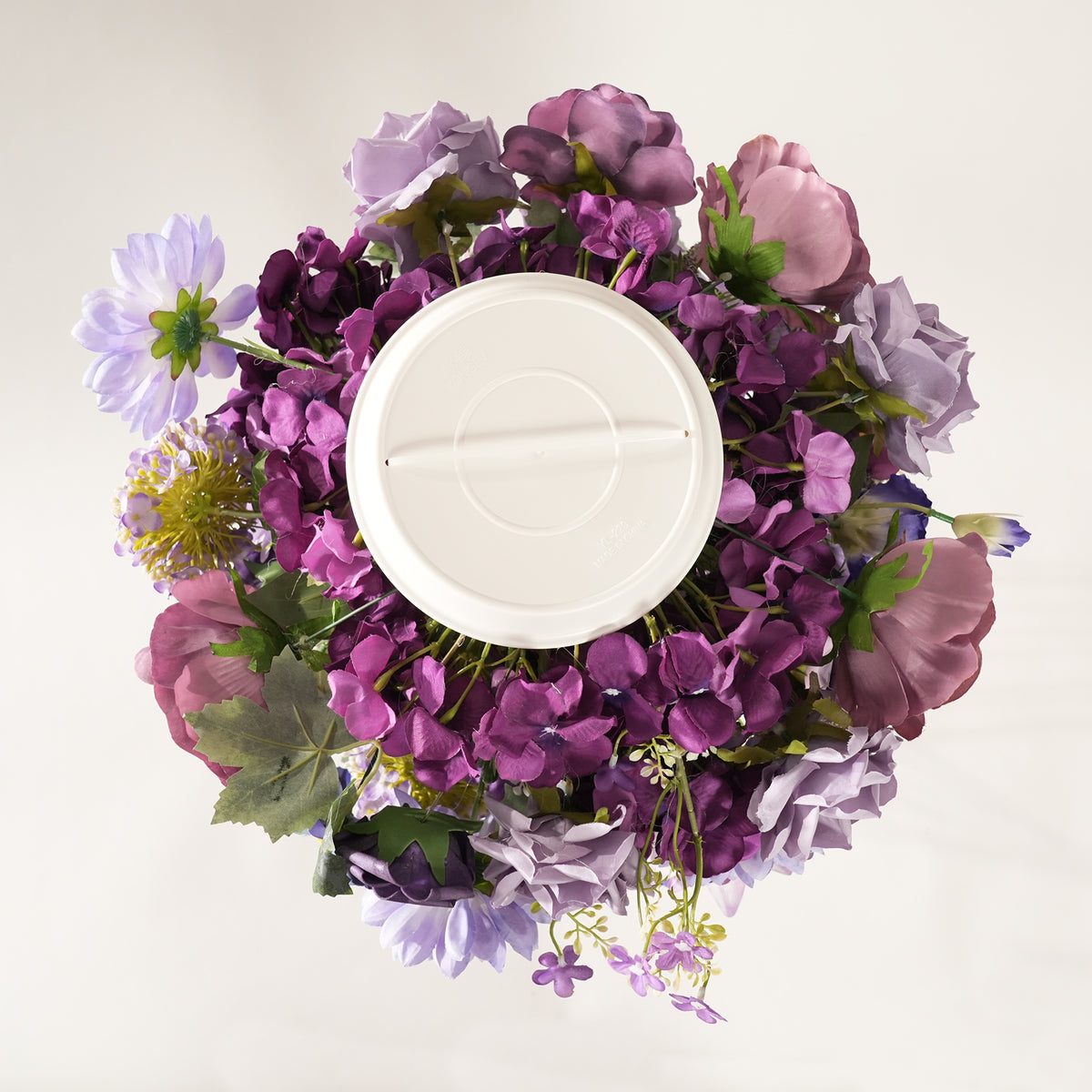 Violet delphinium silk flower table bouquet for wedding reception decor