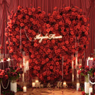 Romance red heart floral backdrop for proposal party