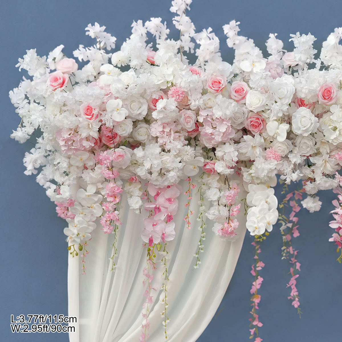 pink wisteria arch for birthday photo booth