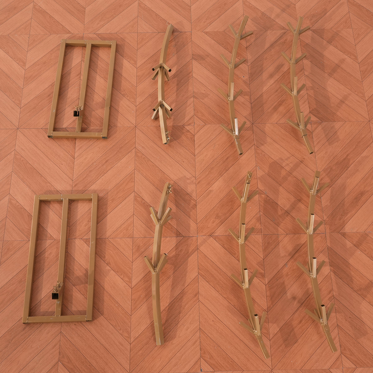 gold round arch metal frame structure for floral installation